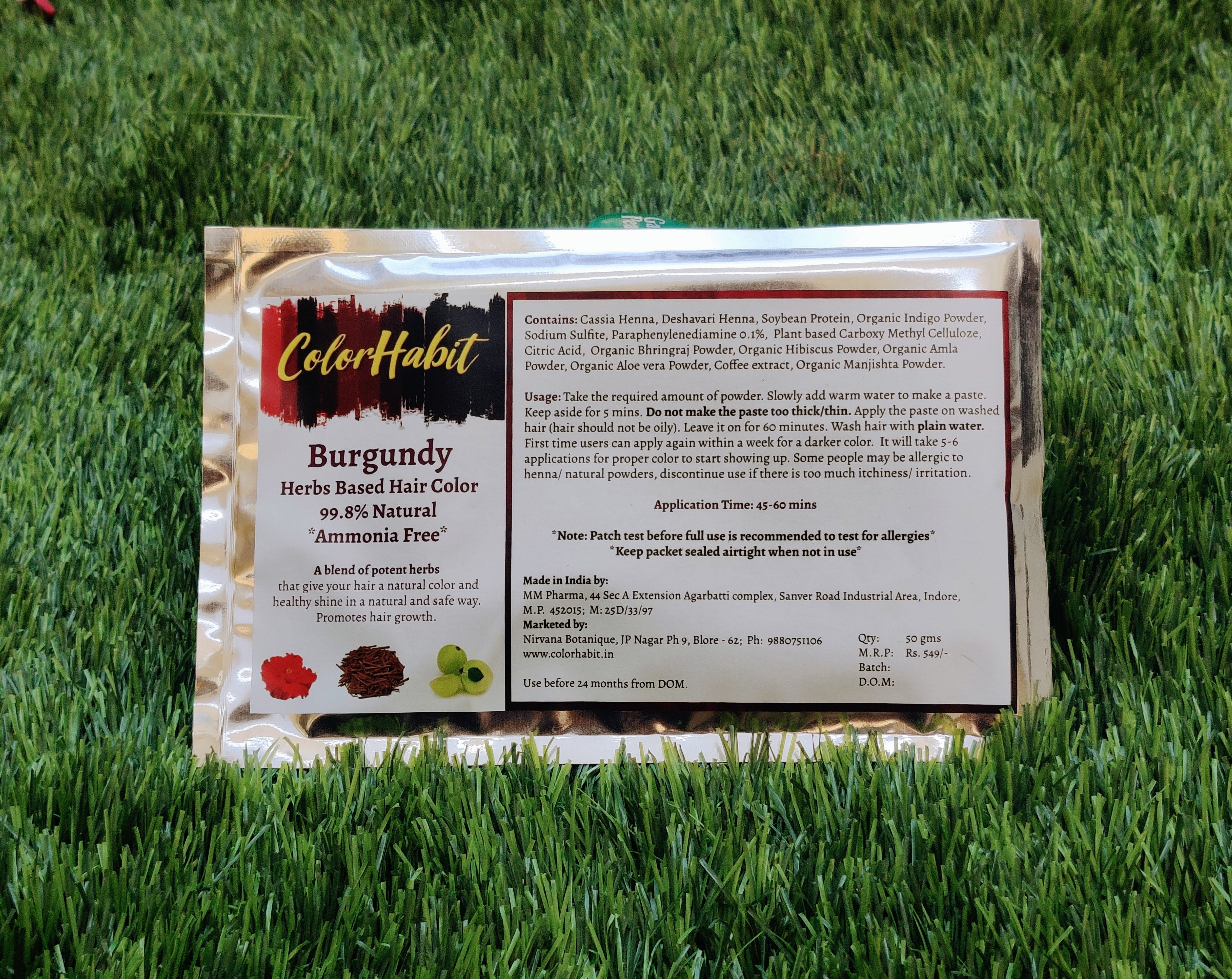 Herbs based hair colour - Burgundy (99.8% Natural) - 50 g