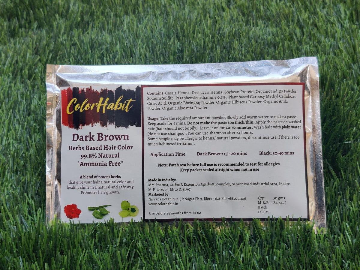 Herbs based hair colour - Dark Brown (99.8% Natural) - 50 g